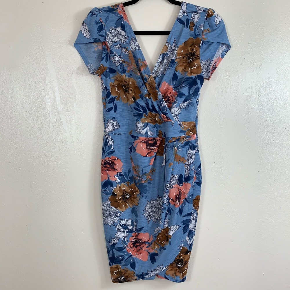 Olive tree Blue floral print dress